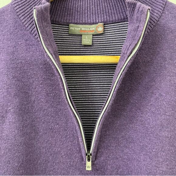 Peter‎ Millar Large Crown Sport Purple 1/4 Zip Sweater Golf Fall Spring Party - Picture 2 of 11